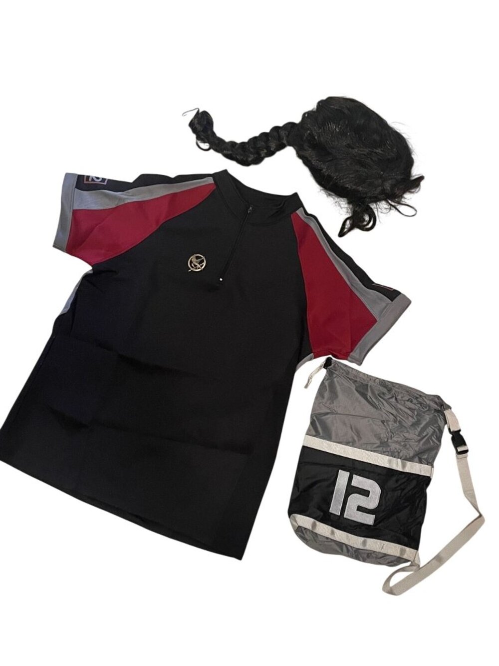 Hunger Games Halloween Costume District 12 Shirt Mockingjay Pin Katniss Wig Bag